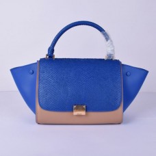 Чанта Celine Medium Trapeze в синьо и каки със змийска кройка Чанта Celine Medium Trapeze в синьо и каки със змийска кройка