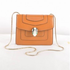 Оригинална кожена чанта през рамо Bvlgari Serpenti, земно жълто 604