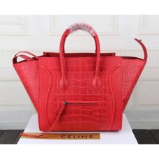 Червена чанта от кожа Celine Boston Croco Червена чанта от кожа Celine Boston Croco