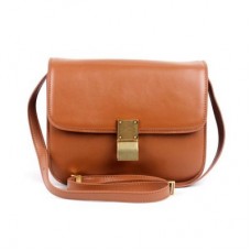 Чанта Celine Clasp Classic Box Medium, цвят кайсия