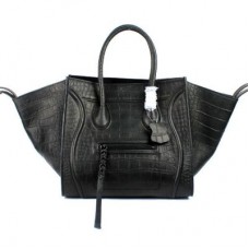 Чанти от кожа Celine Black Boston Croco