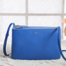Малка чанта Celine Trio Crossbody от синя телешка кожа Малка чанта Celine Trio Crossbody от синя телешка кожа