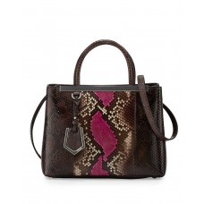 Чанта Fendi 2Jours Petite Python Tote в цвят сиво/магента Чанта Fendi 2Jours Petite Python Tote в цвят сиво/магента