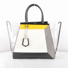 Бяла прозрачна PVC чанта Fendi 2Jours
