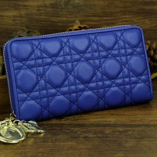 Портфейл Lady Dior Escapade от овча кожа D0082 син