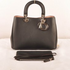 Чанта Dior Diorissimo Medium от черна оригинална кожа (златни обковни елементи) 603