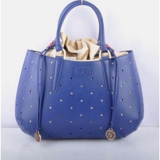 Чанта Fendi B Fab Blue от естествена кожа с перфорация, голяма, с горна дръжка Чанта Fendi B Fab Blue от естествена кожа с перфорация, голяма, с горна дръжка