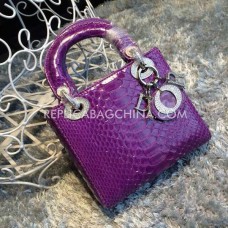 Реплика Dior Lady Totes Змийска кожа Лилаво