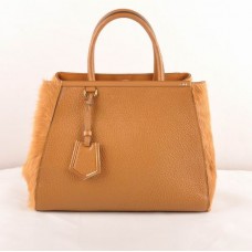 Чанта Fendi 2jours от телешка кожа/кожа от конски косъм в земно жълто, средна Чанта Fendi 2jours от телешка кожа/кожа от конски косъм в земно жълто, средна