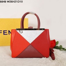 Чанта Fendi 2Jours Multicolor Red Ferrari 8848 от естествена кожа Чанта Fendi 2Jours Multicolor Red Ferrari 8848 от естествена кожа