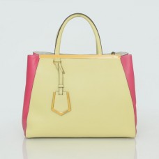 Чанта Fendi 2Jours от оригинална кожа в жълто/розово Чанта Fendi 2Jours от оригинална кожа в жълто/розово
