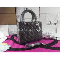 Реплика Dior Lady чанта от кожа сива