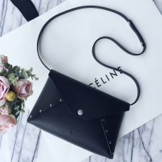 Черен байкерски вечерен клъч Celine с каишка Черен байкерски вечерен клъч Celine с каишка
