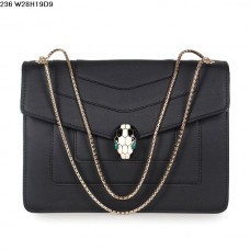 Чанта Bvlgari Serpenti GM от телешка кожа в черно