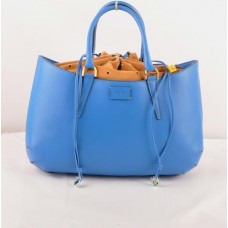 Голяма кожена чанта Fendi B Fab Blue Ferrari с горна дръжка