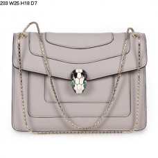 Чанта за рамо от телешка кожа Bvlgari Serpenti GM, сива 233