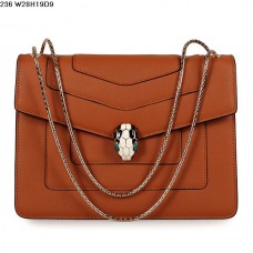 Чанта Bvlgari Serpenti GM от телешка кожа в земно жълто