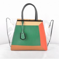 Fendi 2Jours прозрачна PVC чанта зелено