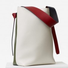 Малка чанта Celine Twisted Cabas от телешка кожа в бяло/бадемово синьо Малка чанта Celine Twisted Cabas от телешка кожа в бяло/бадемово синьо