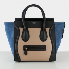 Голяма чанта за багаж Celine, черна, телесена, синя, велурена Голяма чанта за багаж Celine, черна, телесена, синя, велурена