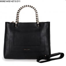 Bvlgari Нова чанта от телешка кожа Serpenti, черна, 80382