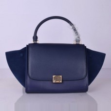 Синя велурена чанта Celine Medium Trapeze Синя велурена чанта Celine Medium Trapeze