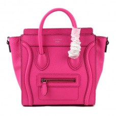 Чанта Celine Small Luggage Tote от неоново розова кожа