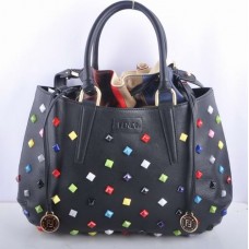 Голяма чанта с горна дръжка от черна кожа Fendi B Fab с многоцветни бижута Голяма чанта с горна дръжка от черна кожа Fendi B Fab с многоцветни бижута