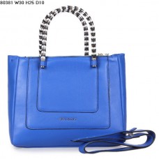 Bvlgari Нова чанта за ръка Serpenti Ferrari от естествена кожа, синя 80381
