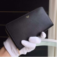 Многофункционален портфейл с цип Celine от черна козя кожа