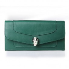 Оригинален кожен портфейл Bvlgari Serpenti в зелено 201302