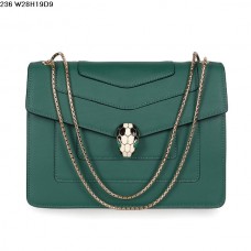 Чанта Bvlgari Serpenti GM от телешка кожа в зелено