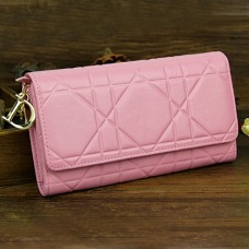 Christian Dior Patent Leather Cannage Continental Wallet 0016 Pink