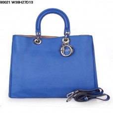 Dior Diorissimo Jumbo Bag Sapphire Blue Nappa Leather (Silvery Hardware) 8002