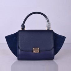 Малка кожена чанта Celine Trapeze, тъмносиня Малка кожена чанта Celine Trapeze, тъмносиня