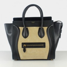 Голяма чанта за багаж Celine, черна, кайсиева, велурена Голяма чанта за багаж Celine, черна, кайсиева, велурена