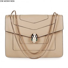 Чанта Bvlgari Serpenti GM от телешка кожа в кайсиев цвят