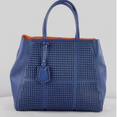 Кожена чанта Fendi 2Jours Blue Saffiiano