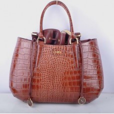 Голяма чанта от кожа Fendi B Fab Coffee с крокодилски вени и горна дръжка