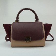 Тъмночервена велурена кожена чанта Celine Trapeze Тъмночервена велурена кожена чанта Celine Trapeze