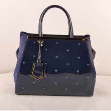 Чанта Fendi 2jours от синя лачена кожа/кожа от конски косъм Чанта Fendi 2jours от синя лачена кожа/кожа от конски косъм