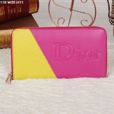 Christian Dior Многоцветен прасковен/жълт портфейл с цип 118