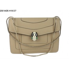 Чанта за рамо Bvlgari Serpenti от телешка кожа GM, цвят кайсия, 233