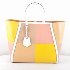 Чанта от многоцветна кайсия Ferrari от естествена кожа Fendi 2Jours