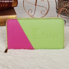 Christian Dior Многоцветен портфейл с цип в цвят лайм/праскова 118