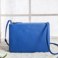 Голяма чанта Celine Trio Crossbody от синя телешка кожа Голяма чанта Celine Trio Crossbody от синя телешка кожа