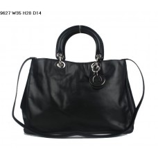 Чанта Dior Diorissimo от черна кожа напа (сребрист обков) 9627