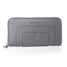 Оригинален кожен портфейл с цип Bvlgari Serpenti, цвят каки 201301