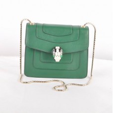 Оригинална кожена чанта за рамо Bvlgari Serpenti, зелена 604