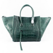 Чанти от тъмнозелена кожа Celine Boston Croco Чанти от тъмнозелена кожа Celine Boston Croco